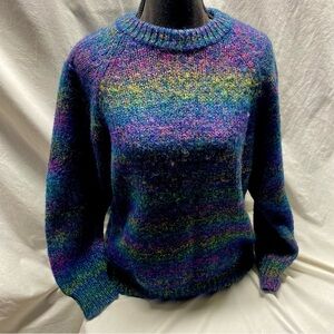 vintage 80s benetton multi-colored sweater Wool Mohair - sz M/L - Rare Find!